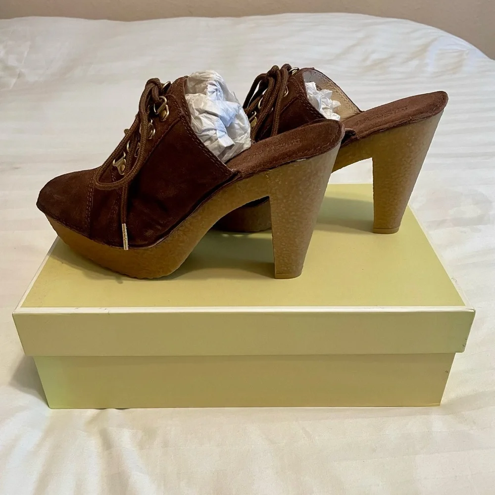 Michael Kors McGraw Mule Suede Brown Women's Heels - Picture 2 of 7